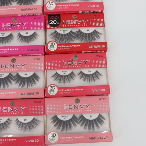 Lot of 28 I Envy by KISS 3D Collection Strip Eyelashes Black NO Adhesive NEW - Picture 7 of 13